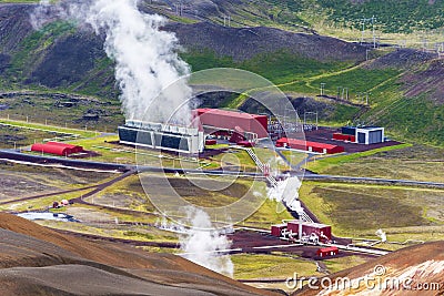 Krafla geothermal power plant in Nordurland eystra region of Northern Iceland Editorial Stock Photo